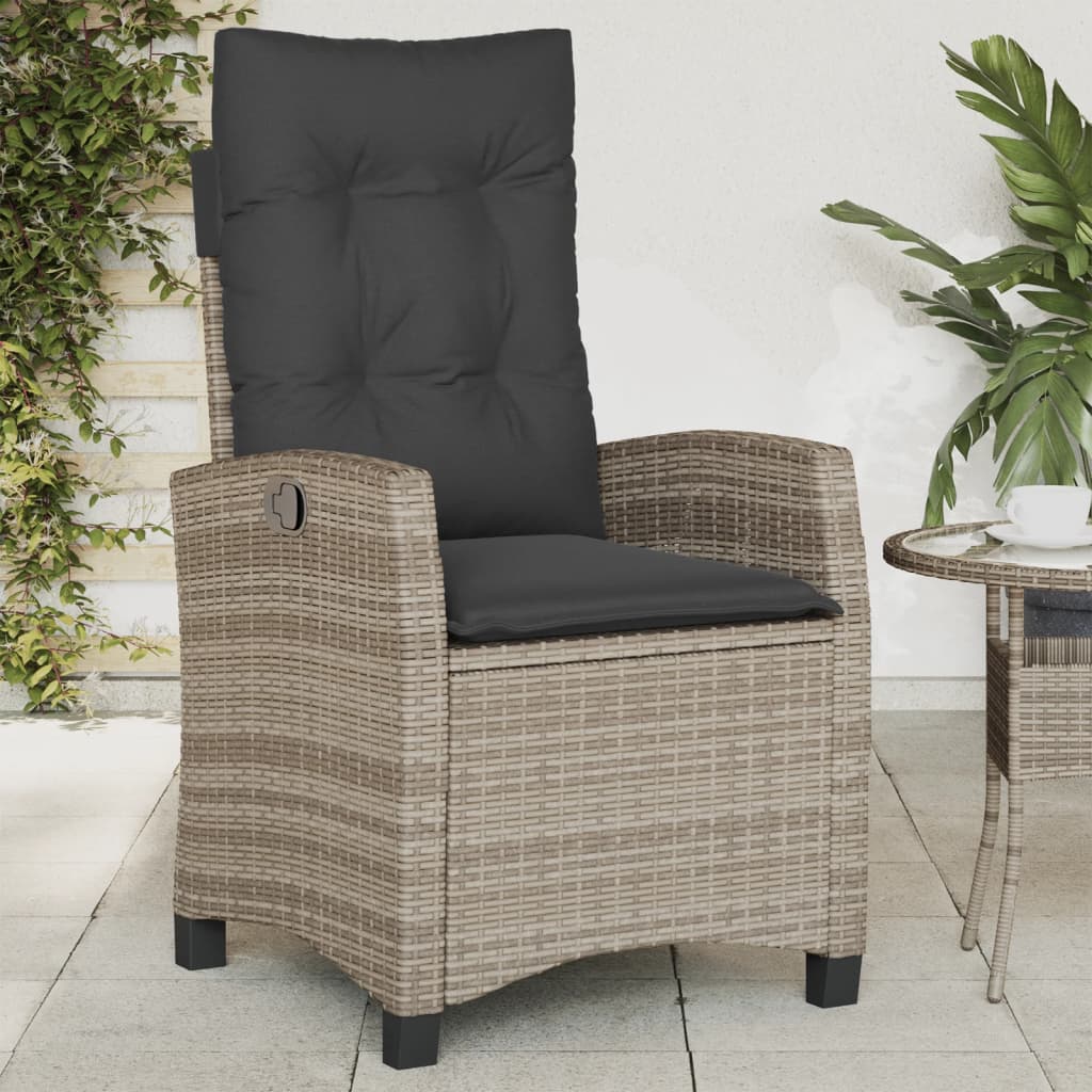 Reclining Patio Chair with Footrest Brown Poly Rattan