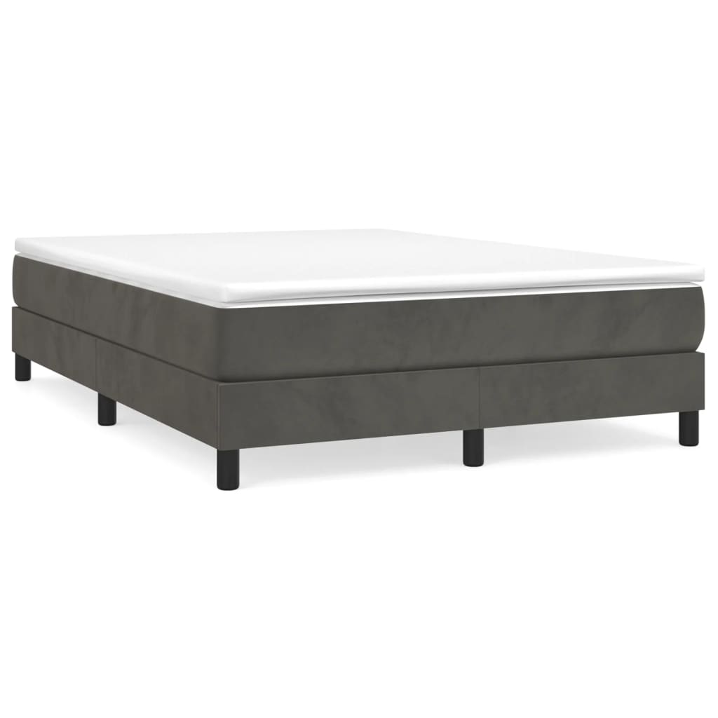 Box Spring Bed with Mattress Dark Gray 53.9"x74.8" Full Velvet