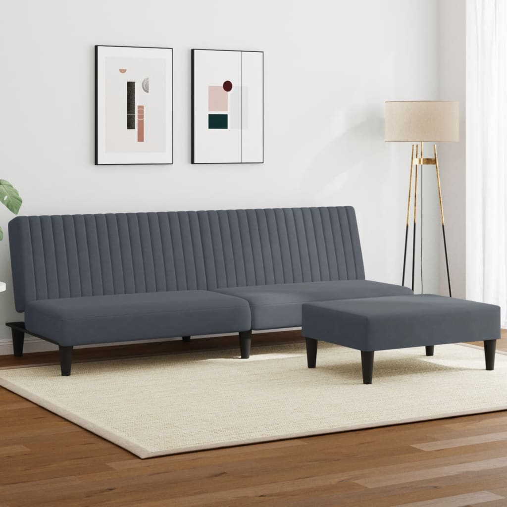 2 Piece Sofa Set Dark Gray Velvet