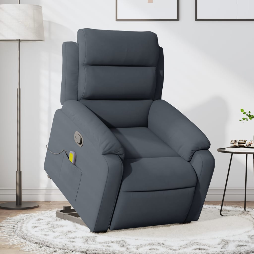 Stand up Massage Recliner Chair Light Gray Velvet