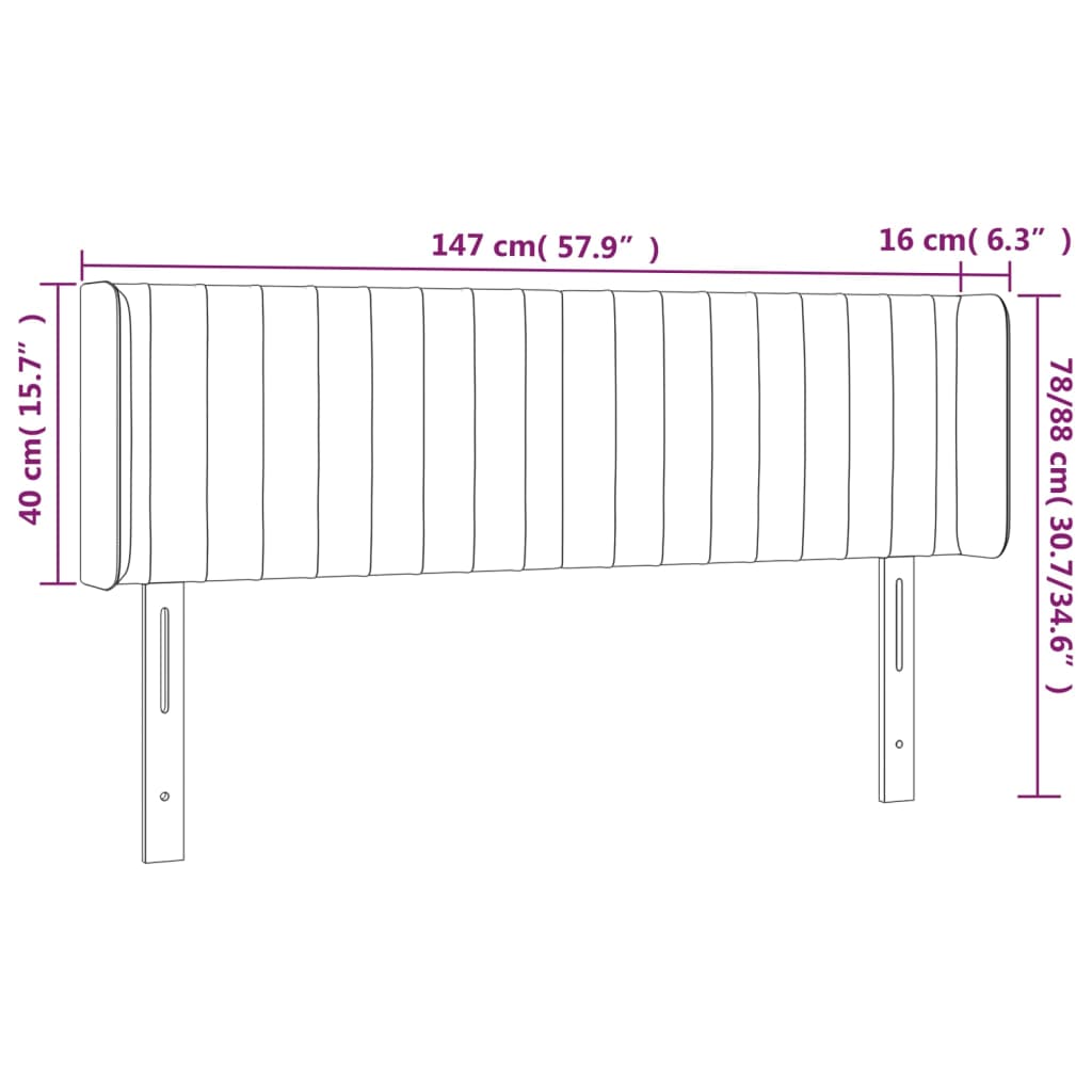 Headboard with Ears Light Gray 57.9"x6.3"x30.7"/34.6" Velvet