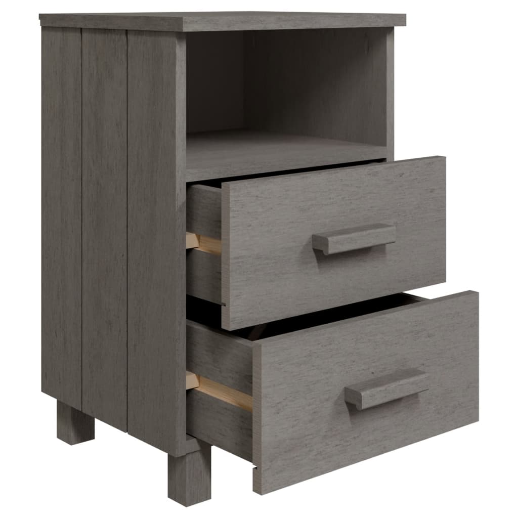 Bedside Cabinets HAMAR 2 pcs Light Gray 15.7"x13.8"x24.4" Solid Wood