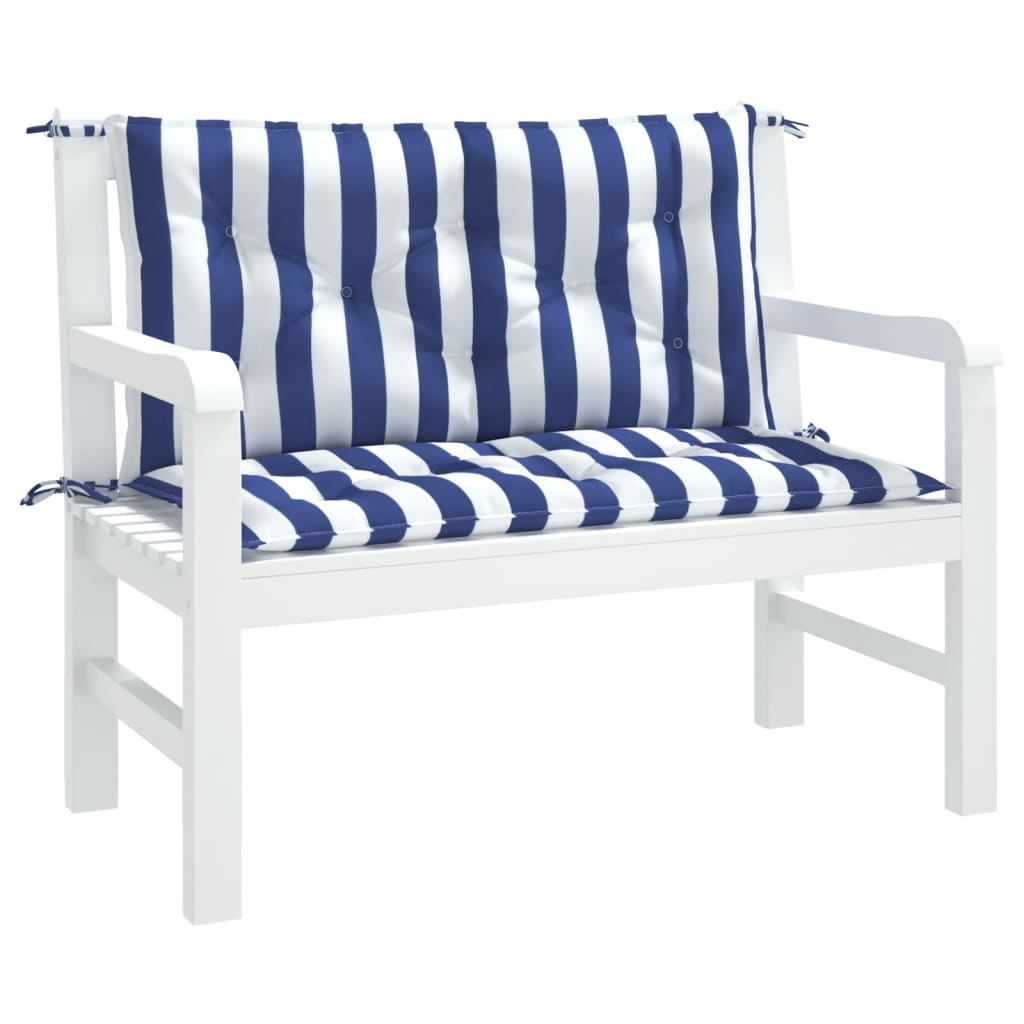 Garden Bench Cushions 2pcs Blue&White Stripe 39.4"x19.7"x2.8" Fabric