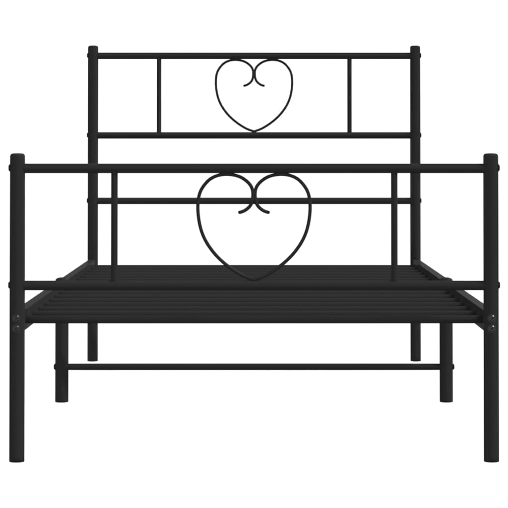 Metal Bed Frame without Mattress with Footboard Black 39.4"x78.7"