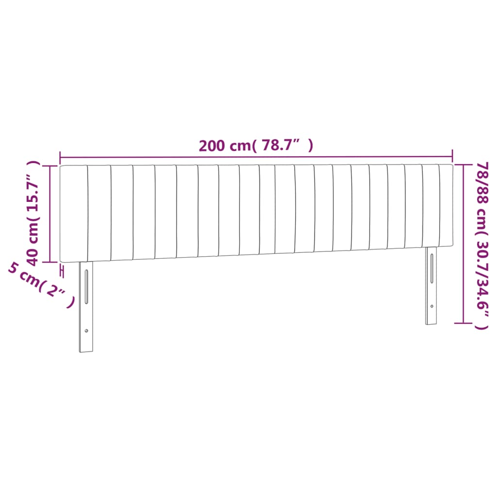 Headboards 2 pcs Light Gray 39.4"x2"x30.7"/34.6" Fabric