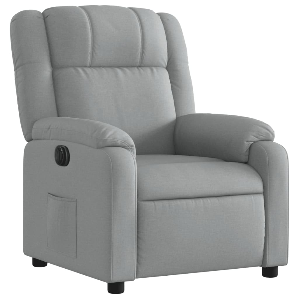 Electric Recliner Chair Light Gray Fabric