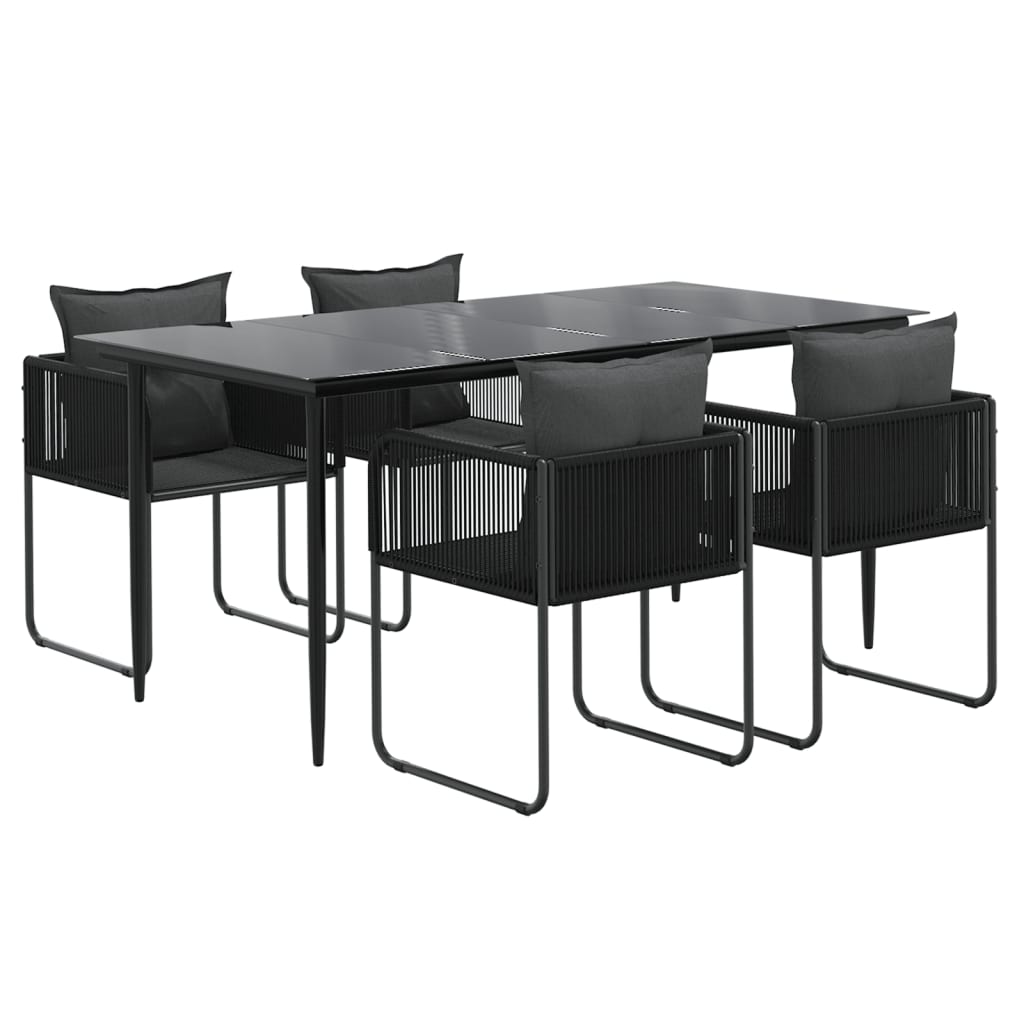 5 Piece Patio Dining Set Black