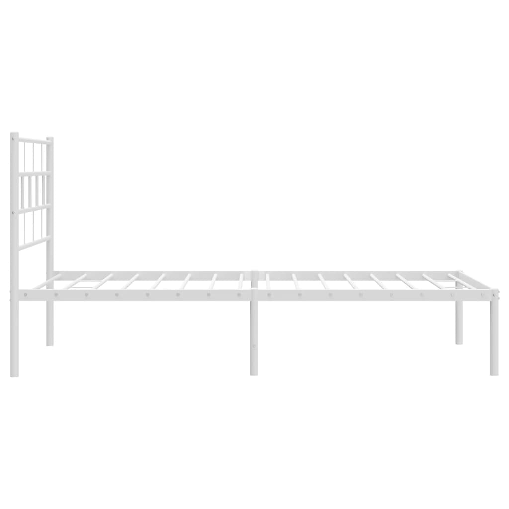 Metal Bed Frame with Headboard White 39.4"x78.7"