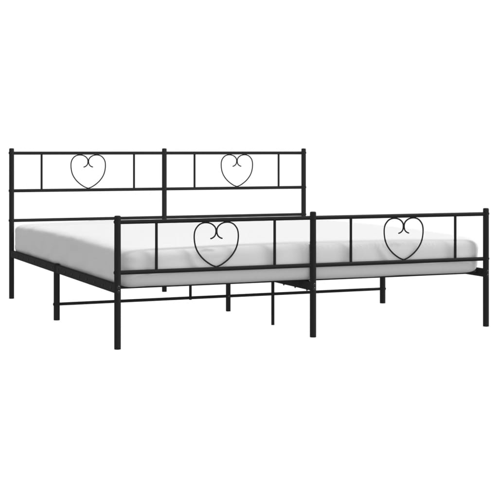 Metal Bed Frame without Mattress with Footboard Black 72"x83.9"