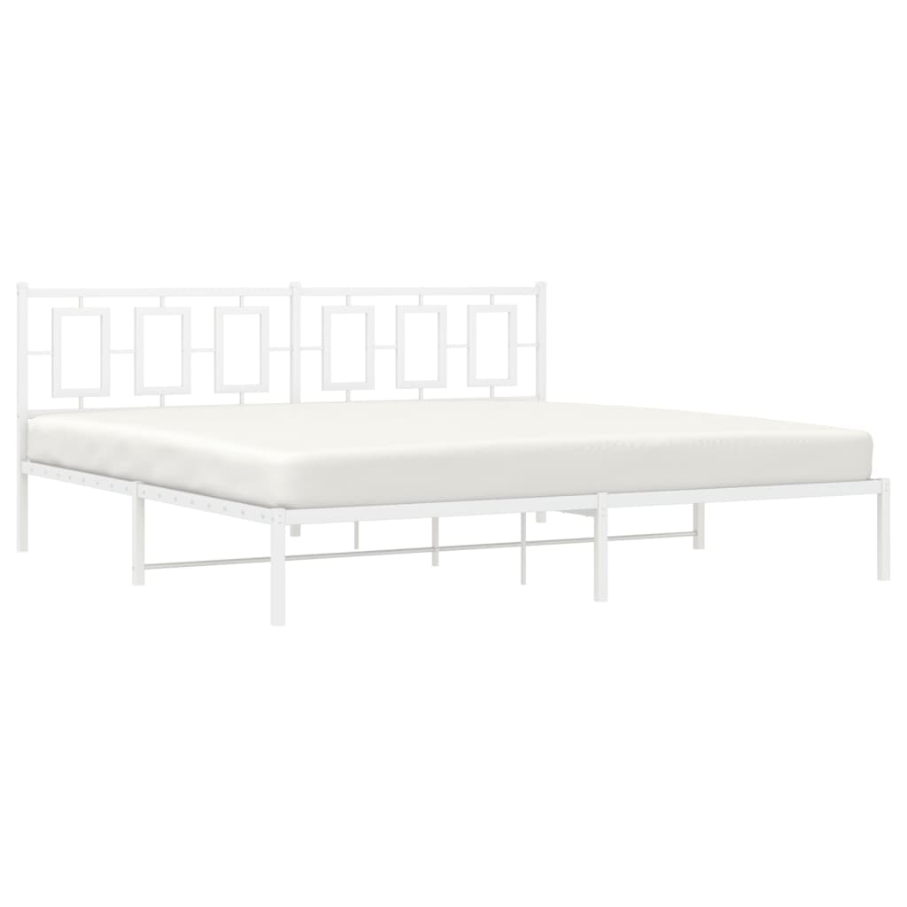 Metal Bed Frame without Mattress with Headboard White 76"x79.9"