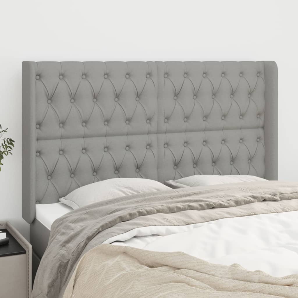 Headboard with Ears Light Gray 79.9"x6.3"x30.7"/34.6" Fabric