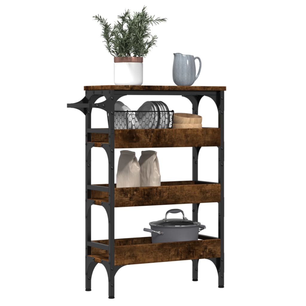 Kitchen Trolley Smoked Oak 20.9"x7.9"x29.9" Engineered Wood