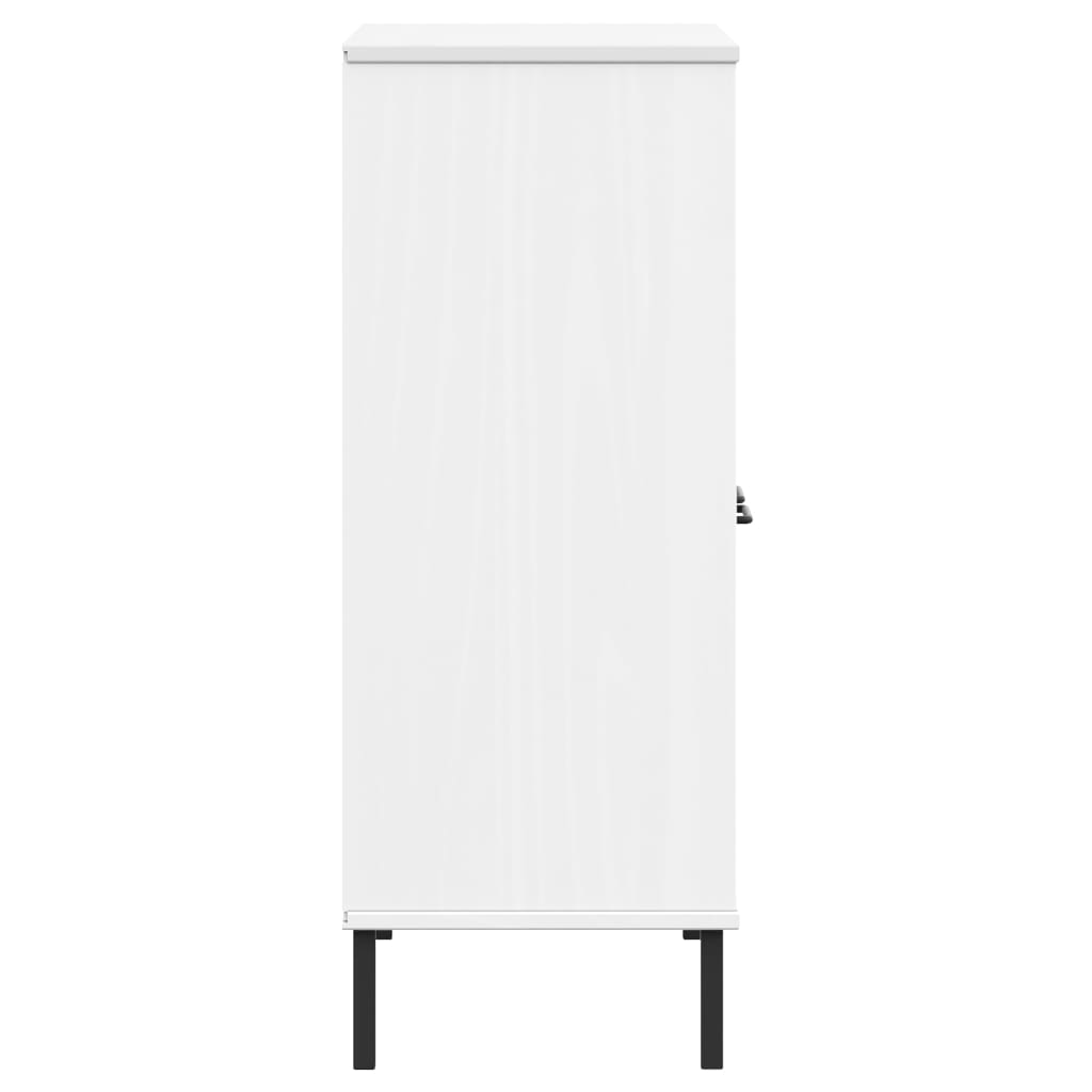 Bookcase with Metal Legs White 35.4"x13.8"x35.6" Solid Wood OSLO