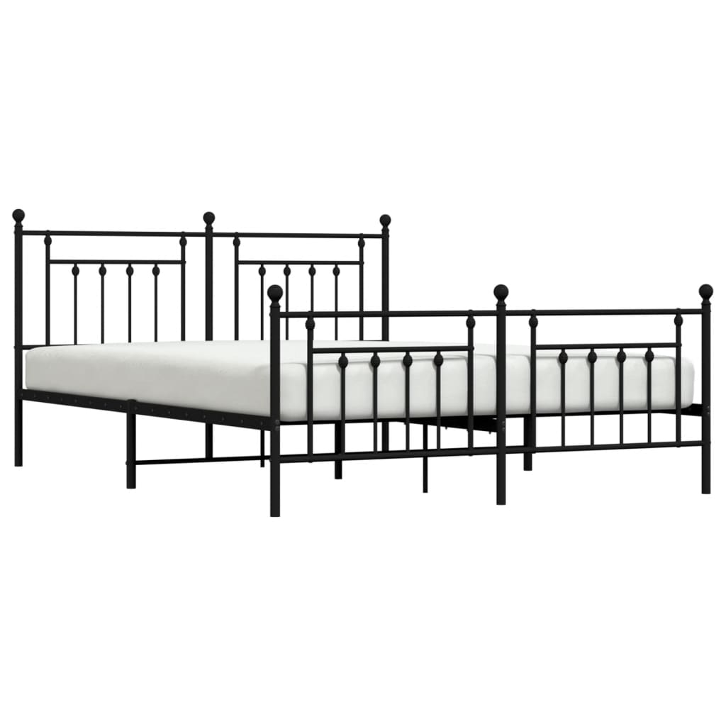 Metal Bed Frame without Mattress with Footboard Black 72"x83.9"