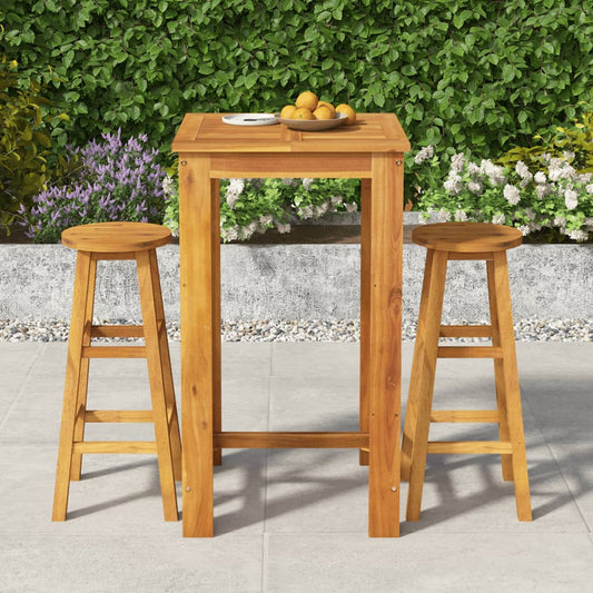 3 Piece Patio Bar Set Solid Wood Acacia