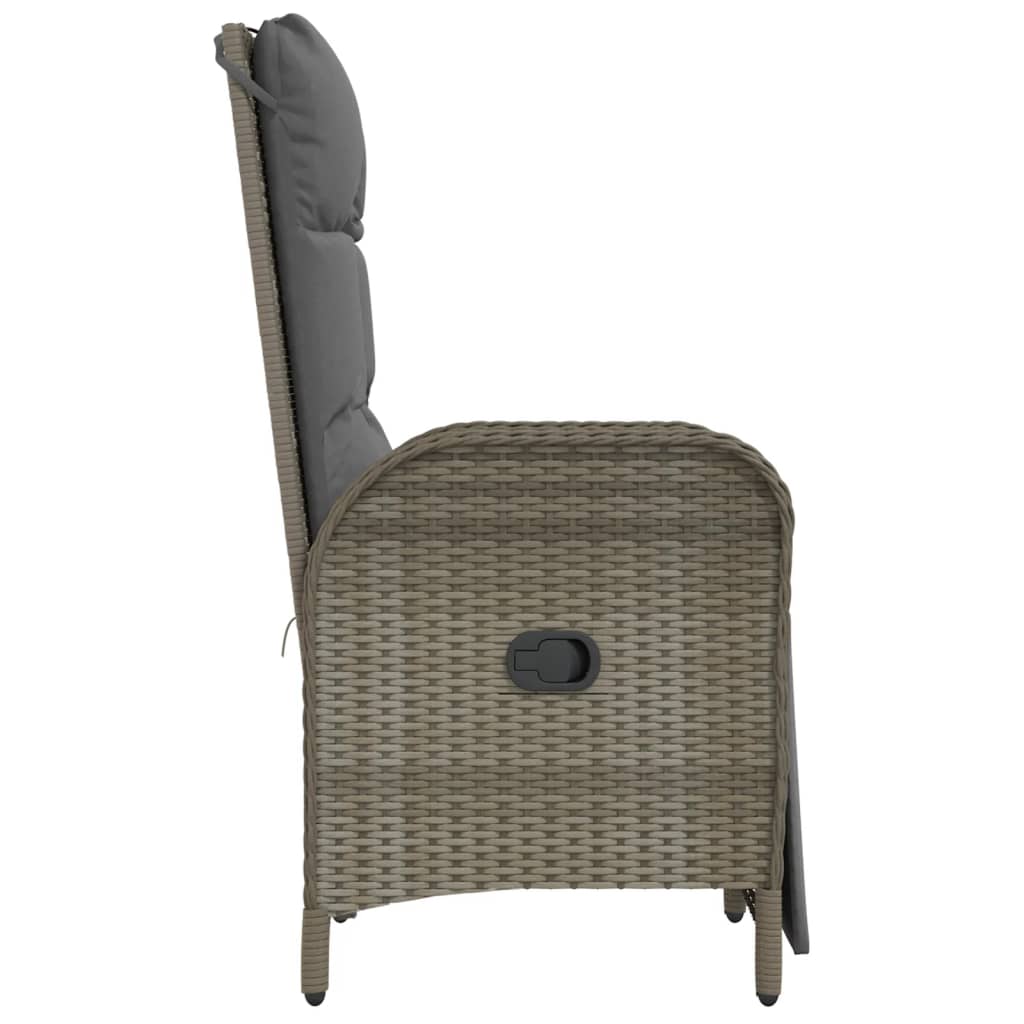 Patio Reclining Chairs with Cushions 2 pcs Poly Rattan Gray