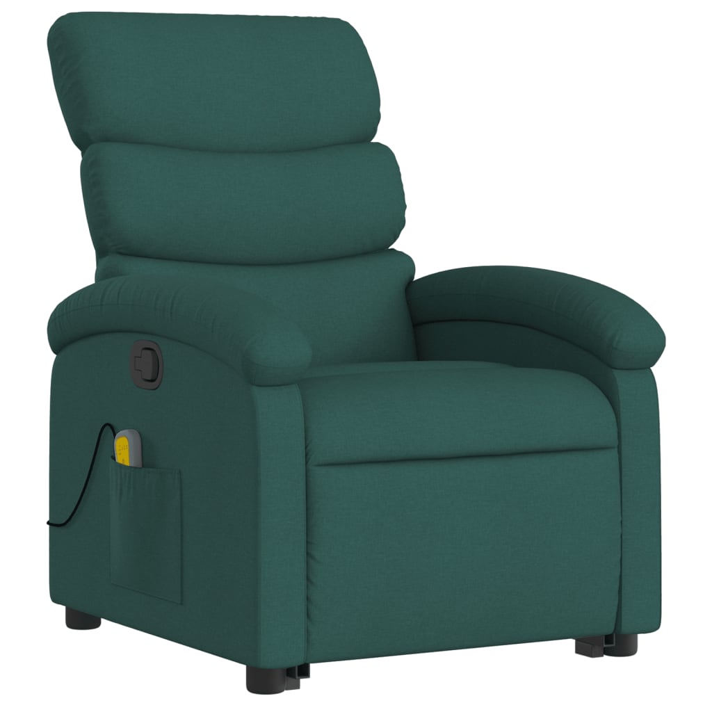 Stand up Massage Recliner Chair Dark Green Fabric