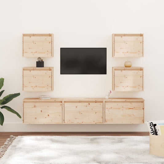 TV Stands 7 Pcs Solid Wood Pine