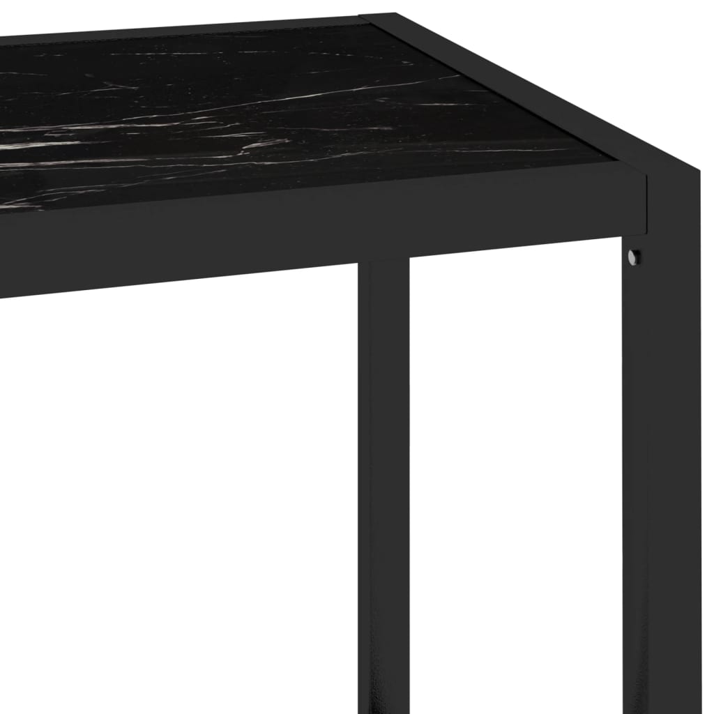 Shelf Transparent and Black Marble 39.4"x14.2"x35.4" Tempered Glass