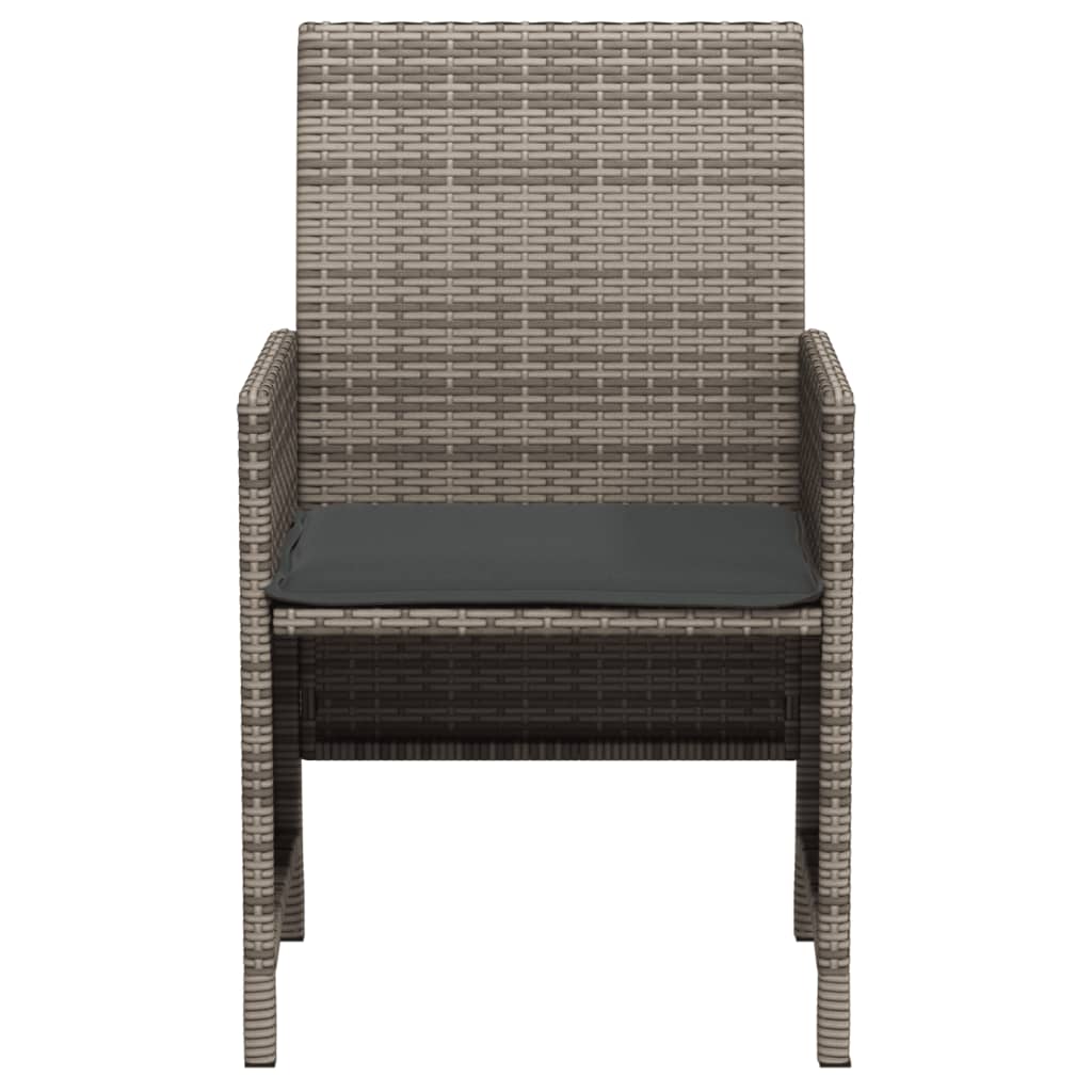 3 Piece Bistro Set with Cushions Gray Poly Rattan