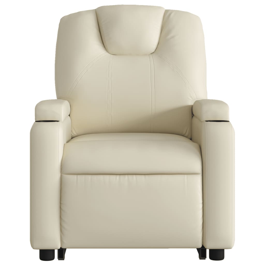 Stand up Recliner Chair Cream Faux Leather