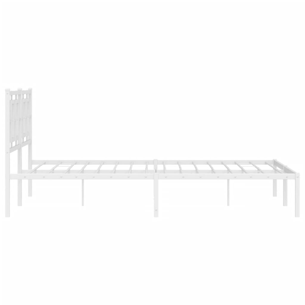 Metal Bed Frame without Mattress with Headboard White 59.1"x78.7"