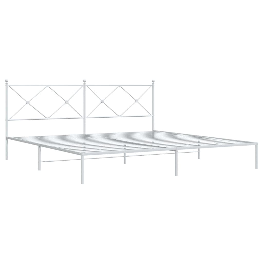 Metal Bed Frame without Mattress with Headboard White 76"x79.9"