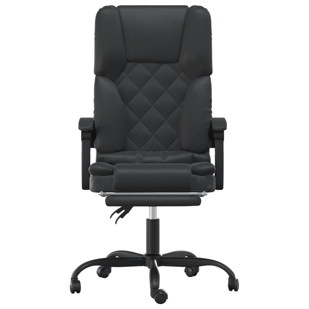 Massage Reclining Office Chair Black Faux Leather