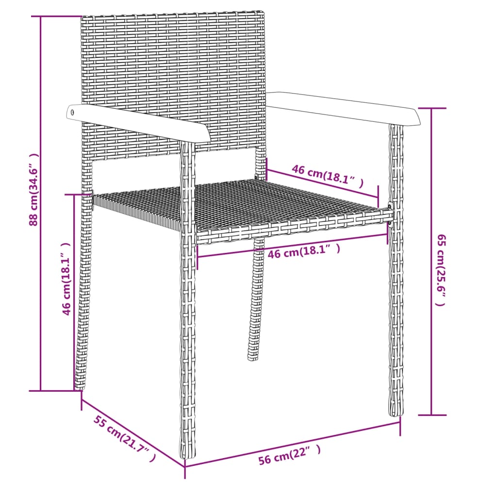 5 Piece Patio Dining Set Black