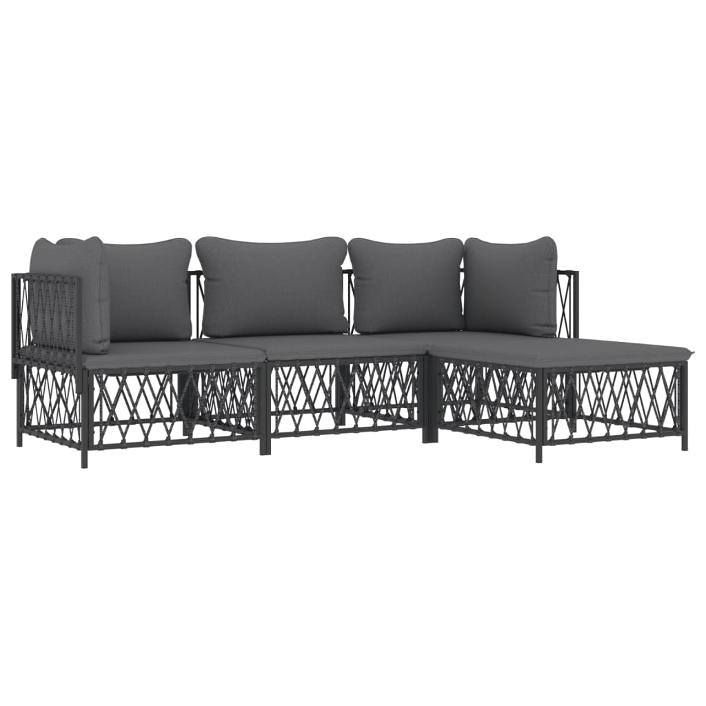 4 Piece Patio Lounge Set with Cushions Anthracite Steel