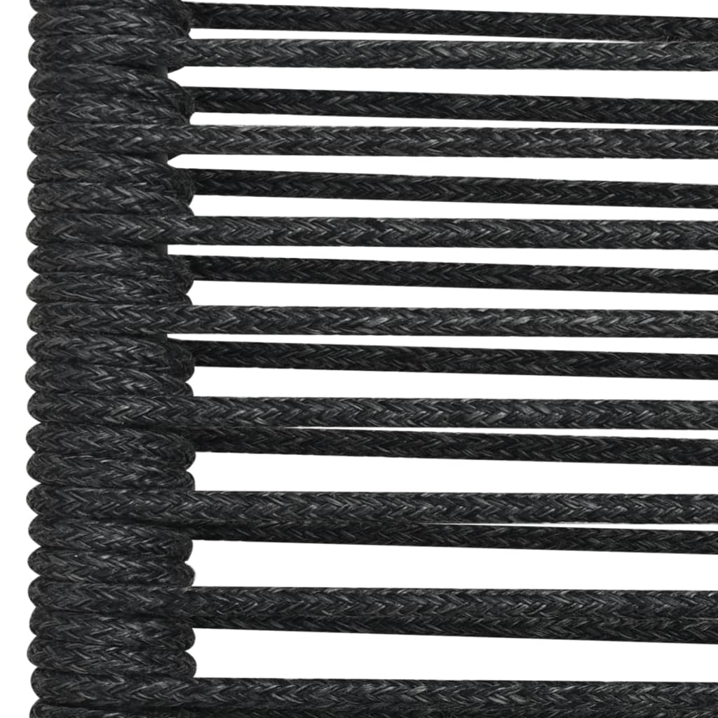 5 Piece Patio Dining Set Black Cotton Rope and Steel