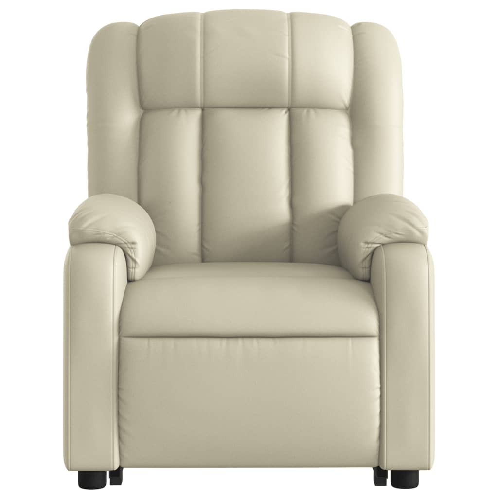 Electric Stand up Massage Recliner Chair Cream Faux Leather