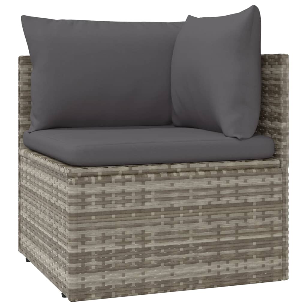 7 Piece Patio Lounge Set with Cushions Gray Poly Rattan