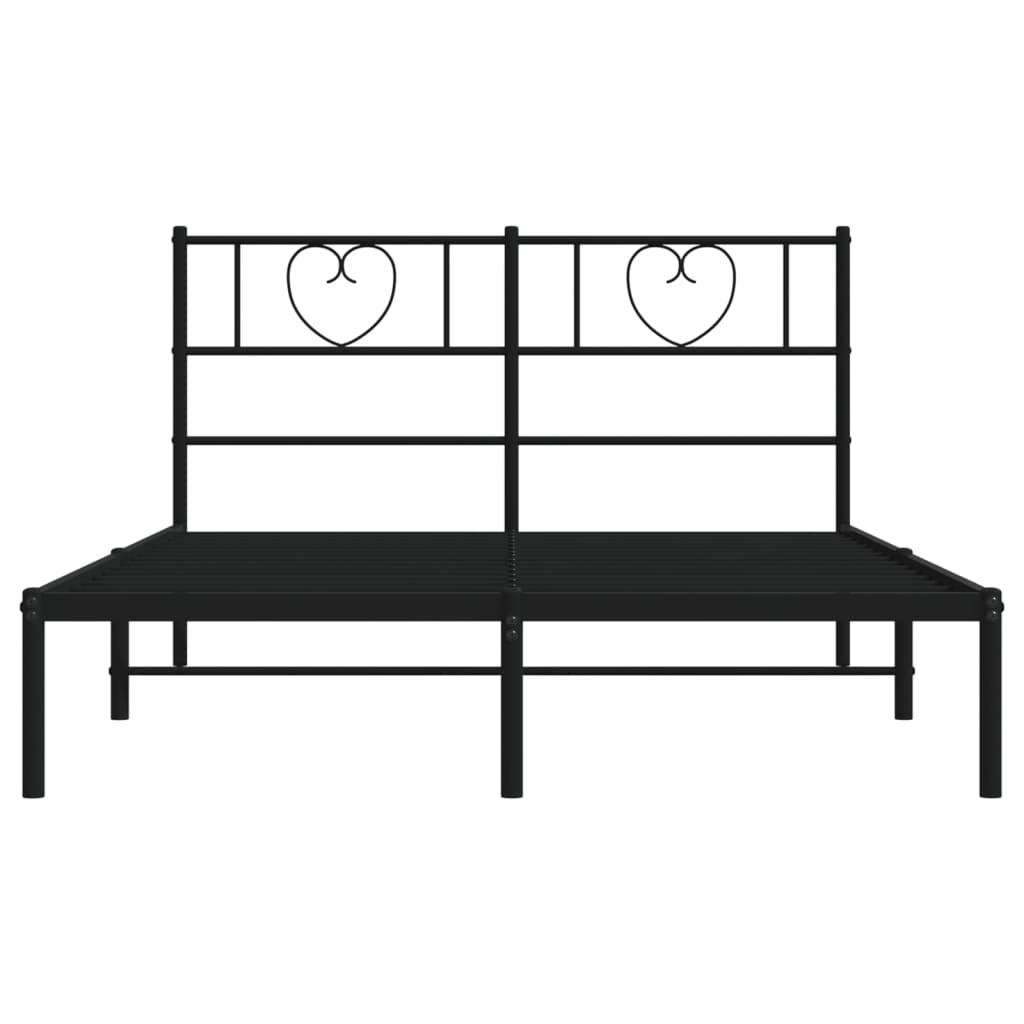 Metal Bed Frame without Mattress with Headboard Black 53.1"x74.8"