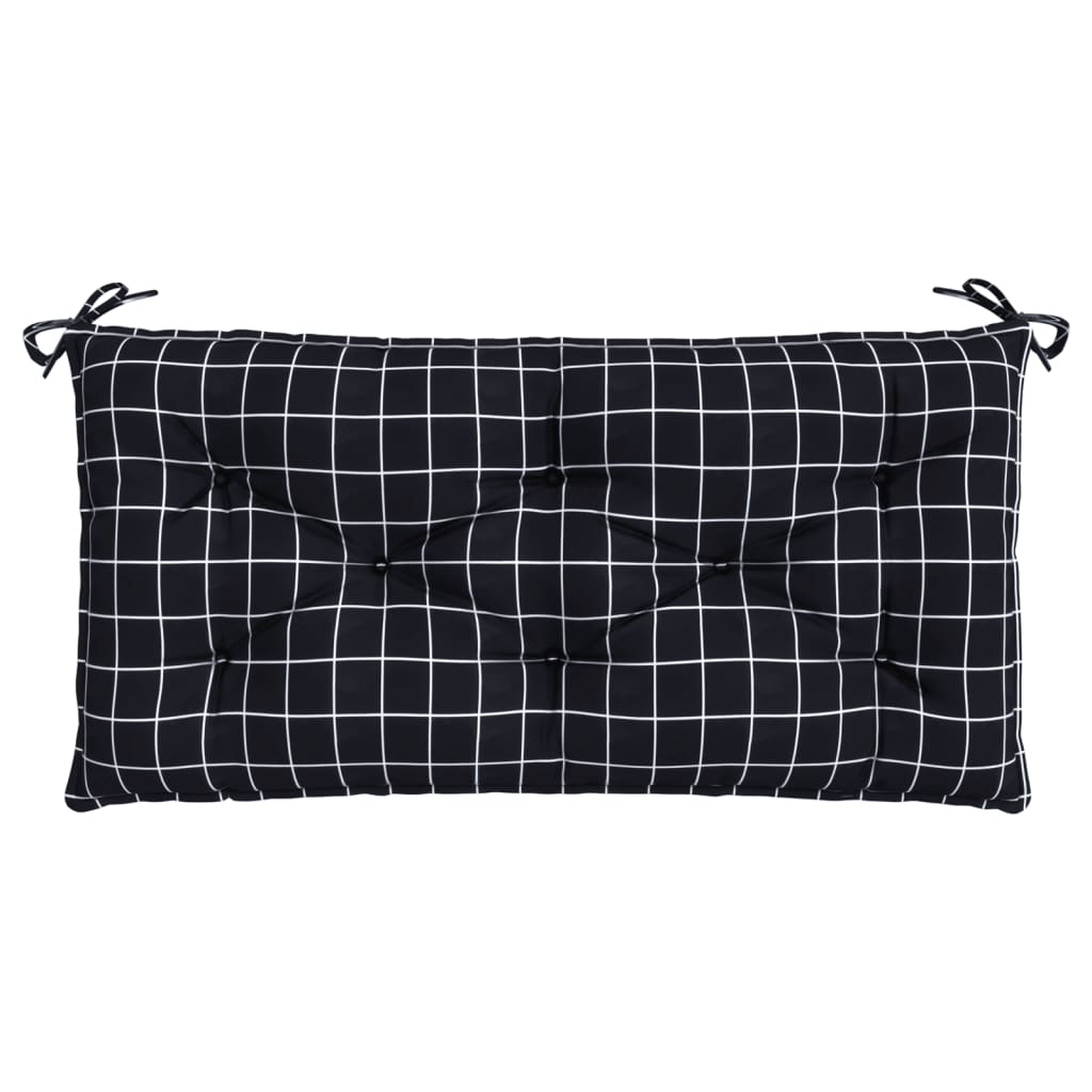 Garden Bench Cushions 2pcs Black Check Pattern 39.4"x19.7"x2.8" Fabric