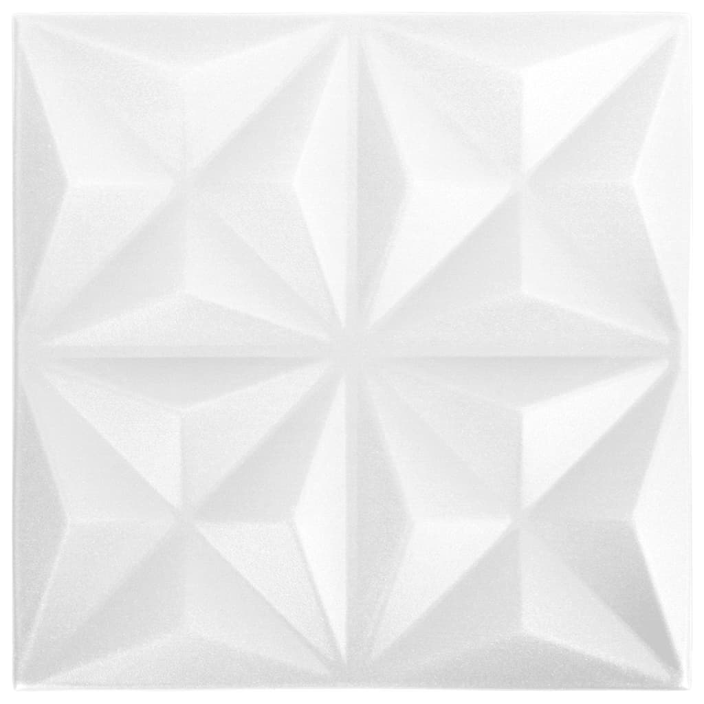 3D Wall Panels 24 pcs 19.7"x19.7" Origami White 64.6 ft��