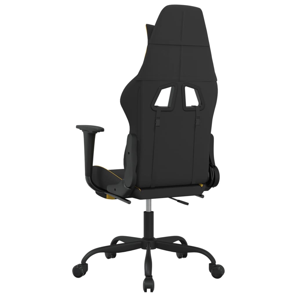 Gaming Chair with Footrest Black and Yellow Fabric