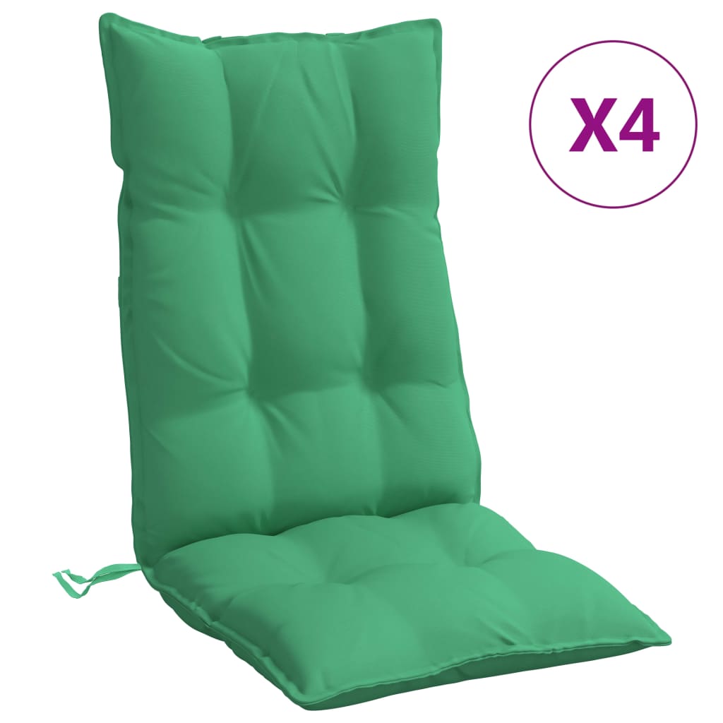 Highback Chair Cushions 4 pcs Green Oxford Fabric