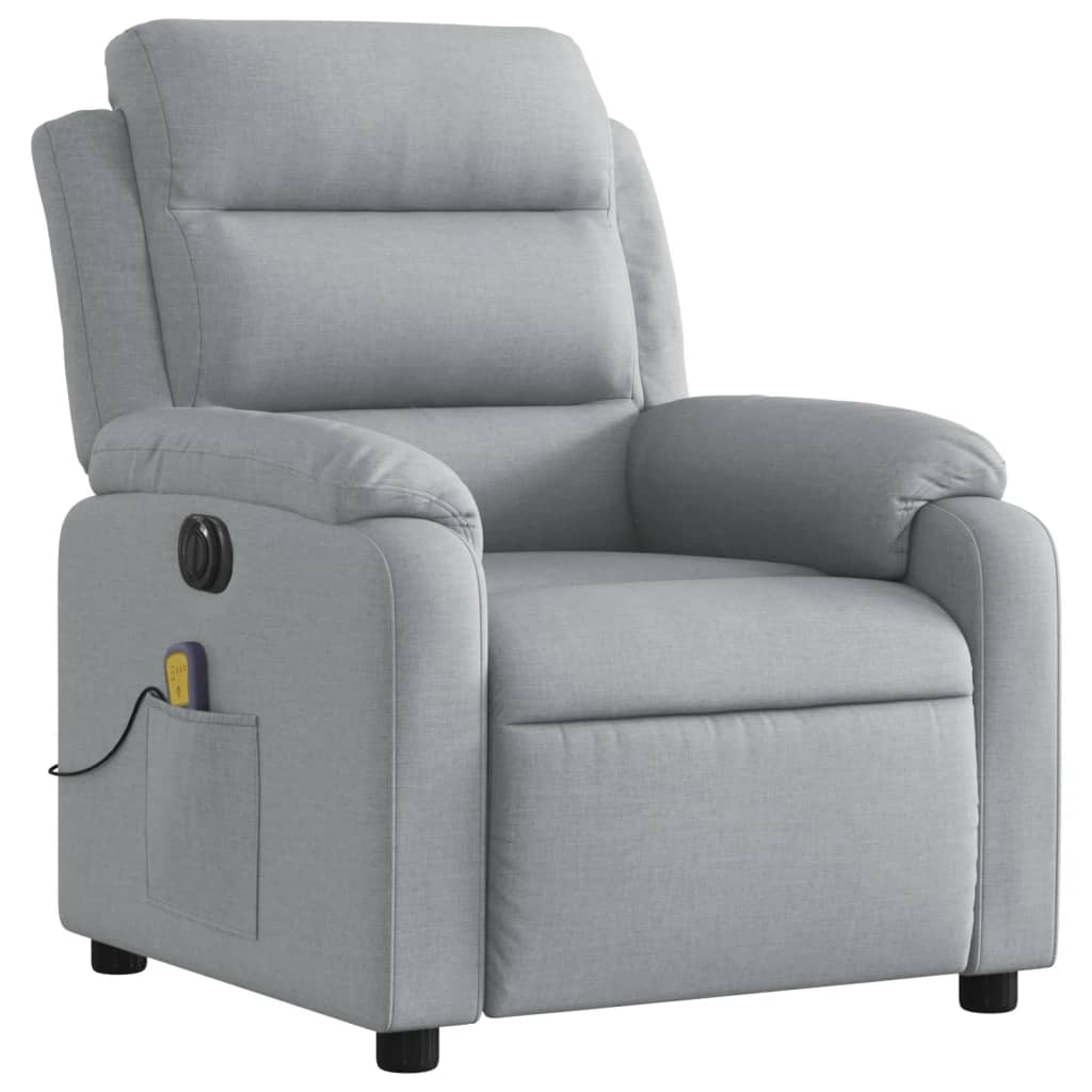 Electric Massage Recliner Chair Light Gray Fabric