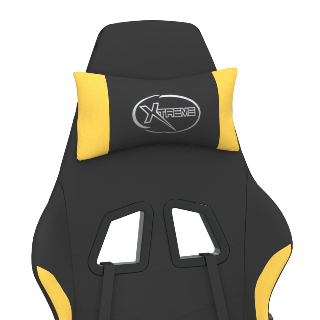 Gaming Chair with Footrest Black and Yellow Fabric