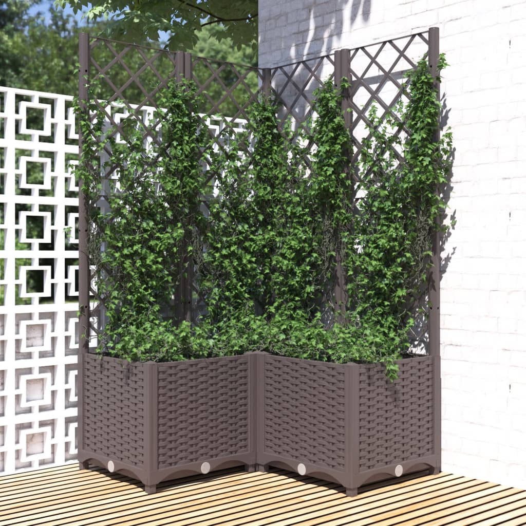 Garden Planter with Trellis Dark Gray 47.2"x15.7"x47.8" PP