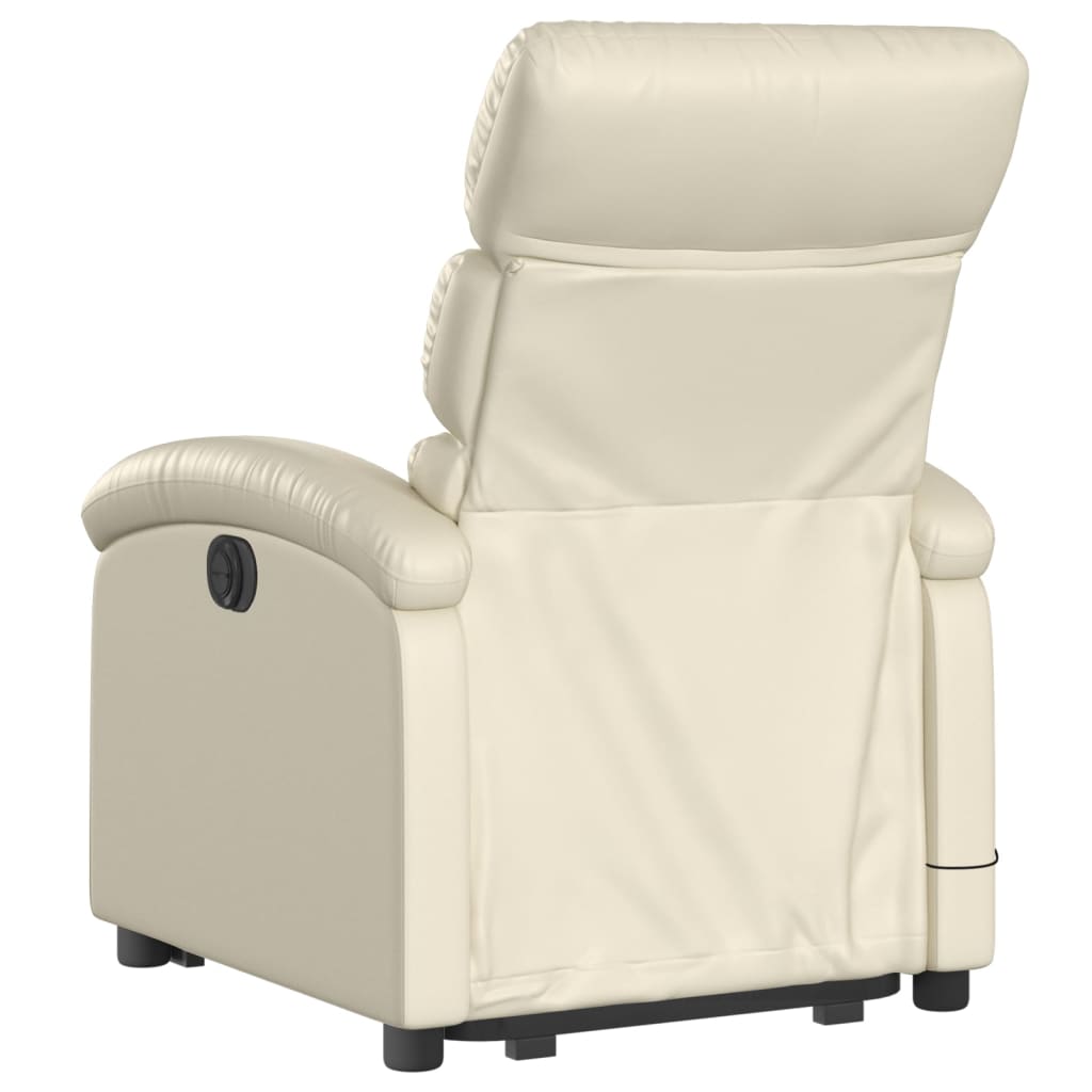 Electric Stand up Massage Recliner Chair Cream Faux Leather