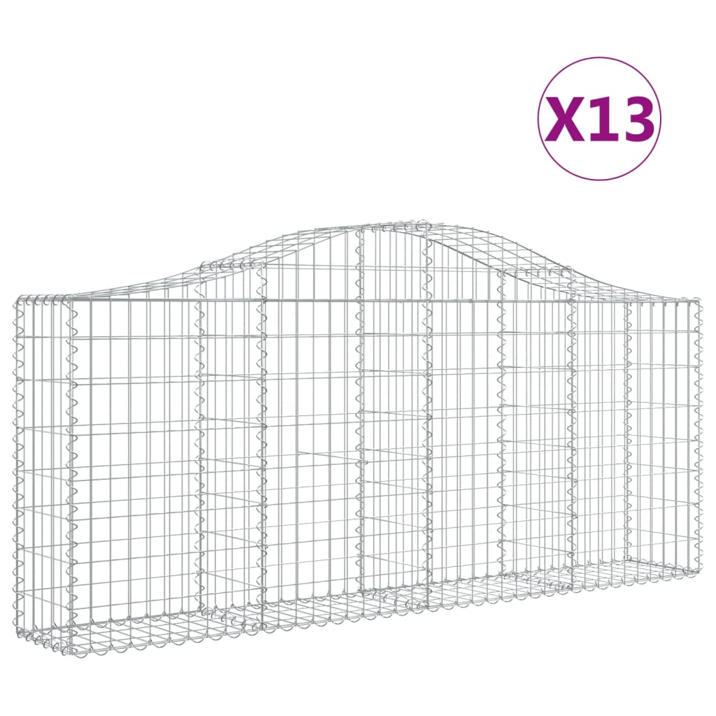 Arched Gabion Baskets 13 pcs 78.7"x11.8"x31.5"/39.4" Galvanized Iron