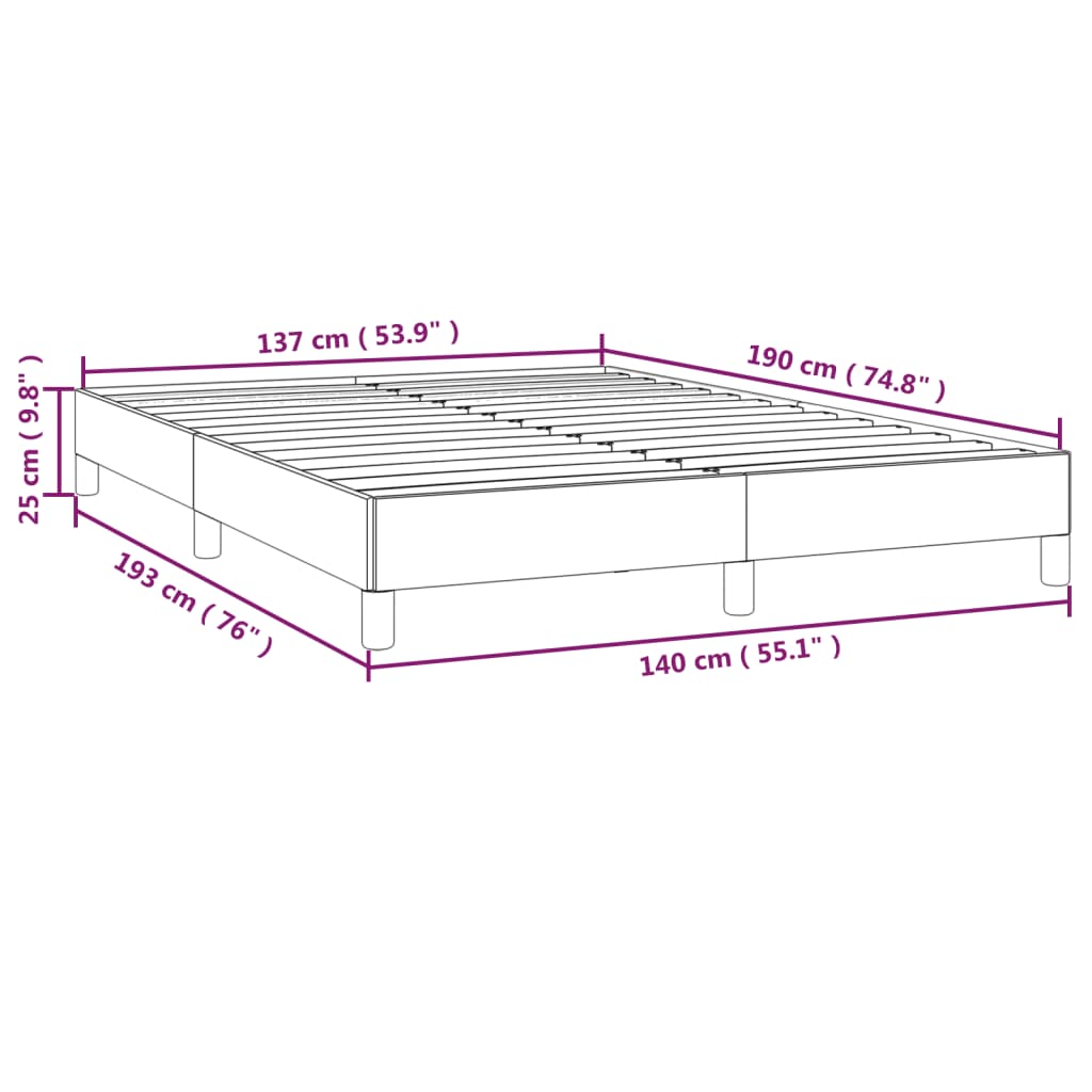 Bed Frame without Mattress Dark Gray 53.9"x74.8" Full Velvet