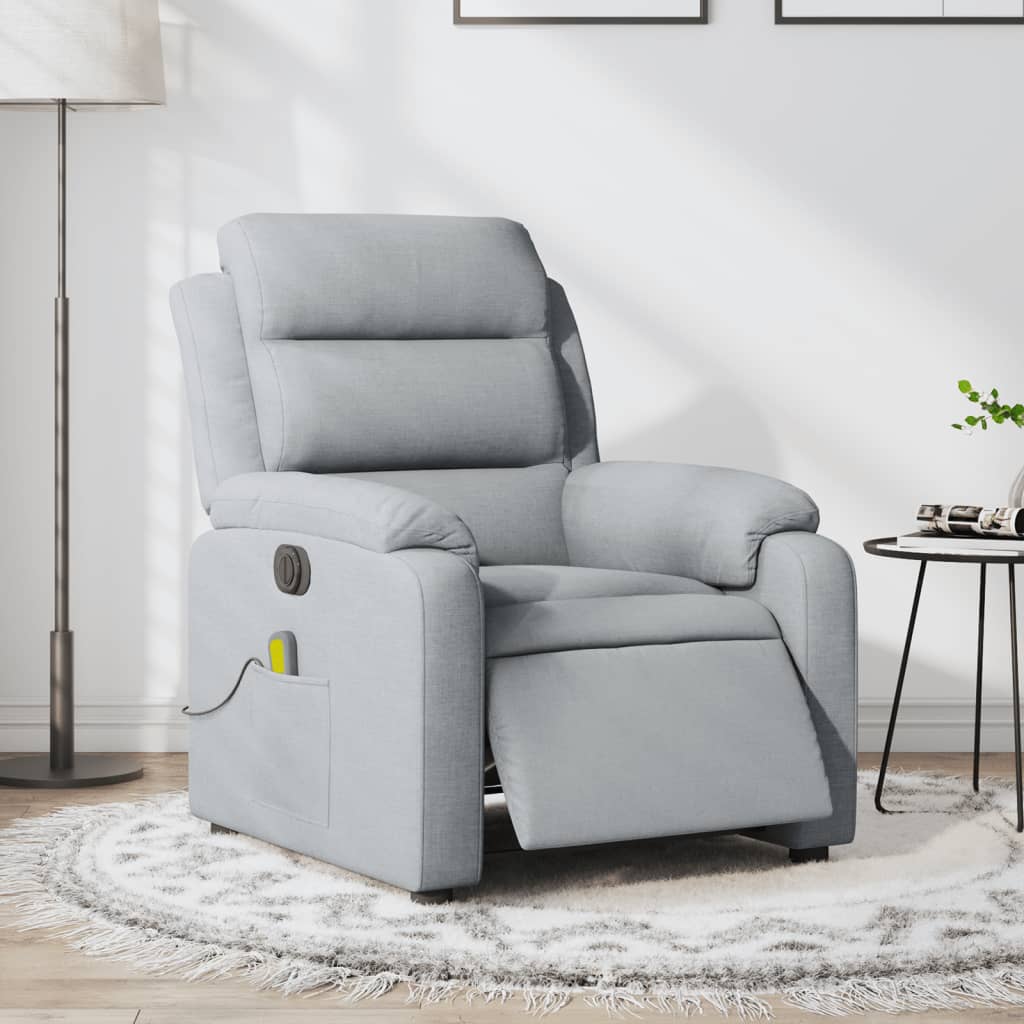 Electric Massage Recliner Chair Light Gray Fabric