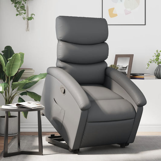 Stand up Recliner Chair Gray Faux Leather