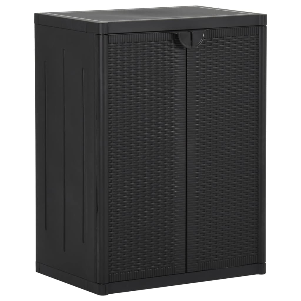 Garden Storage Cabinet Black 25.6"x17.7"x34.6" PP Rattan