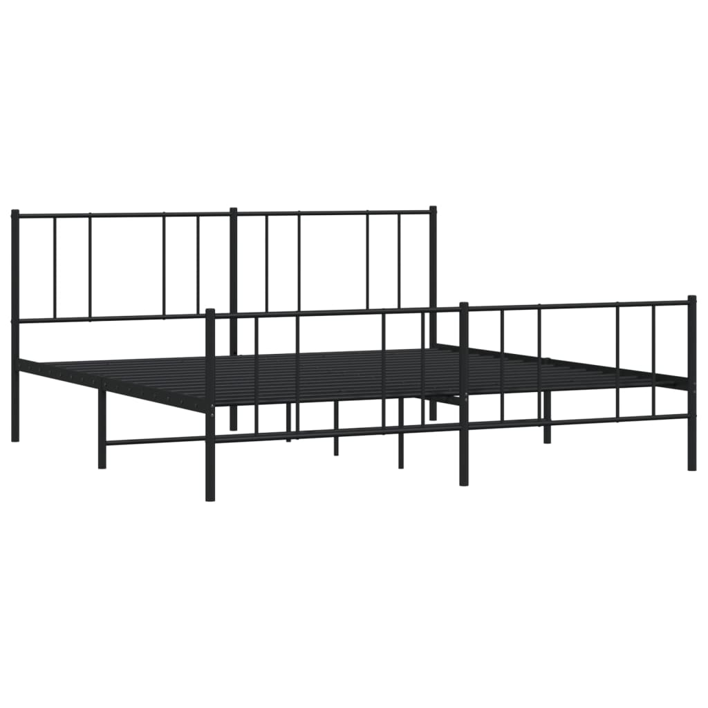 Metal Bed Frame without Mattress with Footboard Black 72"x83.9"