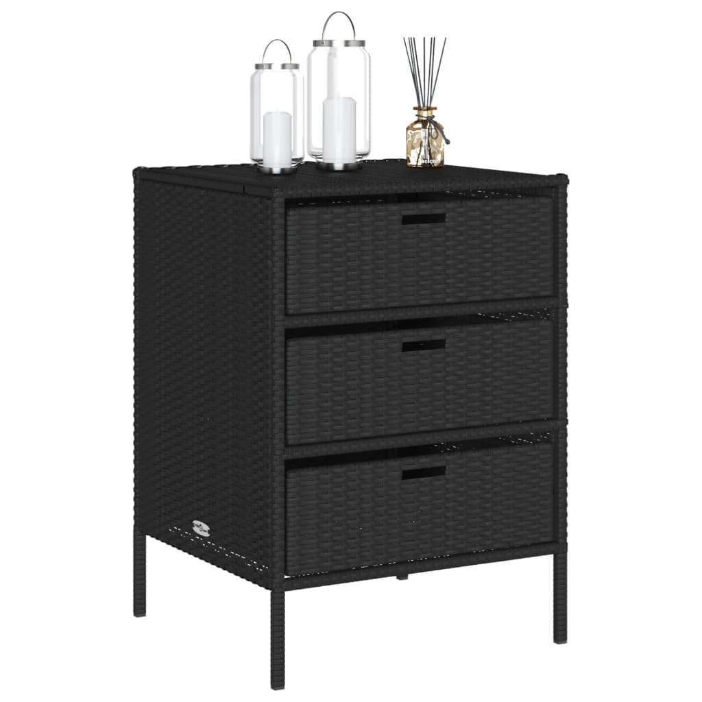 Patio Storage Cabinet Black 21.7"x23.2"x31.5" Poly Rattan