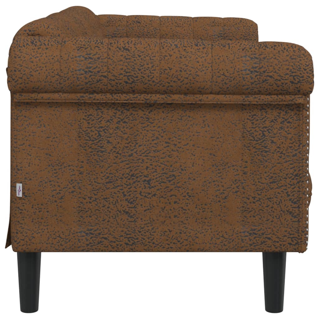 Sofa 2-Seater Brown Faux Suede Leather